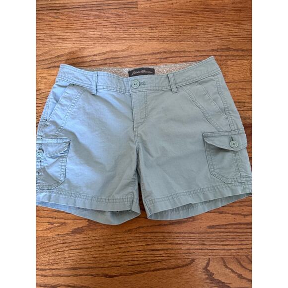 Eddie Bauer Ladies 2P Blue Gray Shorts 98% Cotton Pockets Button Zip Closure - Picture 6 of 11